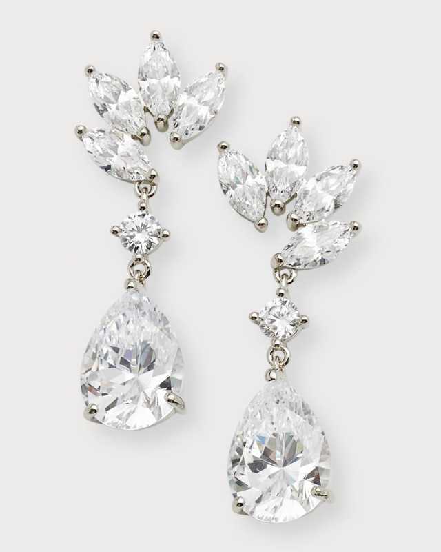 Cubic Zirconia Cluster Dangle Earrings
